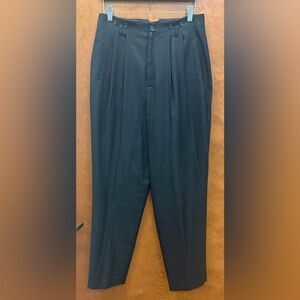 The J Peterman Co. Black Silk Twill Glamor Pleated Trousers pants size 10